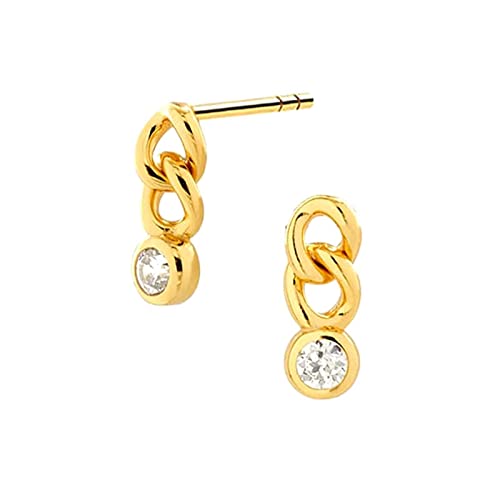 Goldene Ohrstecker Damen, Ohrringe für Frauen Silber Ohrringe Damen 925 Einfache Kette Zirkonia Cover