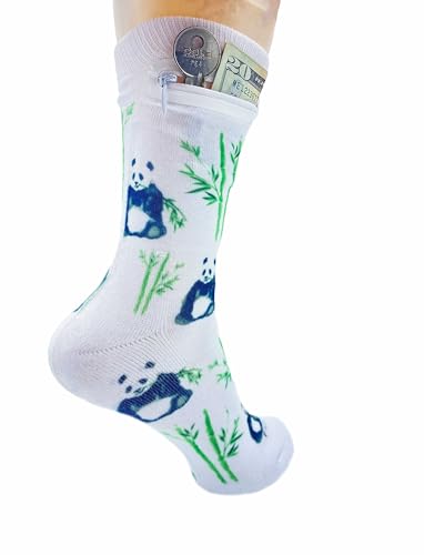 Image of Zipper Sock Wallet - Cotton & Polyester Zipper Socks with Pockets - Fits shoe size 6-13