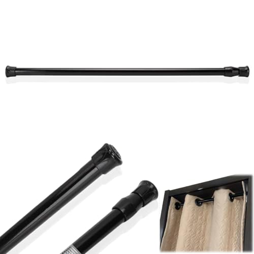 Tissting Barra Cortina Ducha Ajustable 40-70 cm, Barra Extensible de Tensión Sin Taladro en Acero Negro, Cortinero Multifuncional para Baño, Ropero, Armario y Cocina Organizador Hogar