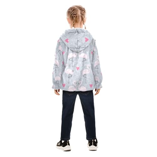 OTVEE Valentine Pink Flamingos Dots Kids Hoodie Jacket Fall Spring Full Zip Warm Outwear Coat4