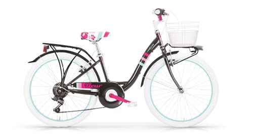 MBM Fleur 24 Donna 6v Ctb MBN Bicicletas, Mujer, Negro Brillante A01, Talla única