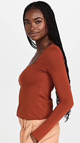 Vince Women\'s L/S Square Nk, Rust Amber, Large