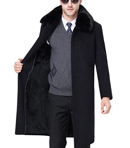 Men's Winter Wool Overcoat Fleece Lined Cashmere Top Coat
