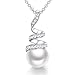 CDE 925 Sterling Collier pour Femmes Perles Bijoux pour Fille Collier Femme D'anniversaire Cadeau de Noël Cadeau de Saint Valentin Cadeau de Fête des Mères avec Emballage Exquis (Blanc/Silver)