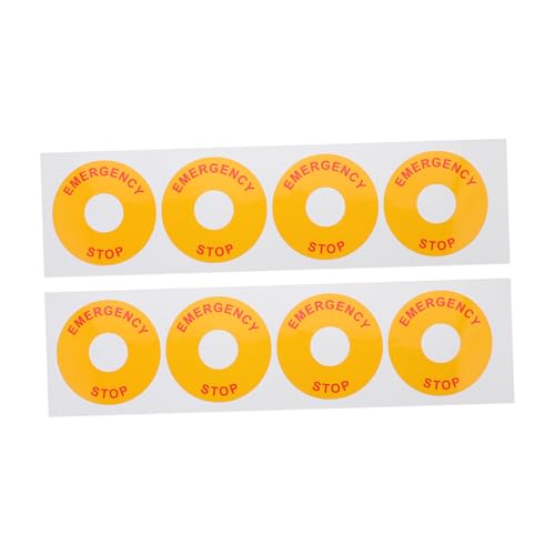 OUNONA 8pcs Caution Emergency Stop Sticker Warning Label Industrial Stickers Safety Sign Emergency Stop Indicator Decal