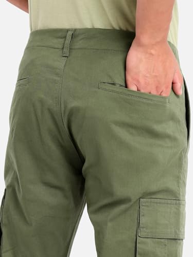 Image of Beyoung Cotton Lycra 6 Pocket Regular Fit Cargo Pants for Men | Cargo Trousers for Men
