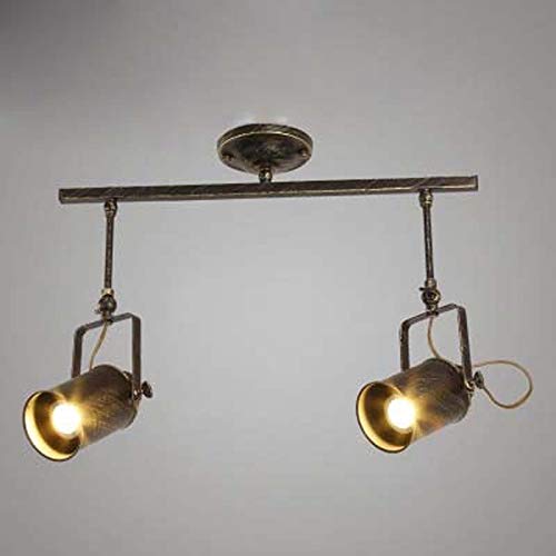 NIUYAO Vintage Industrial Ceiling Spotlight, Retro Adjustable Metal Track Lighting Fixture for Office Loft Hall Bedroom Restaurant Hotel Coffee Shop 2 Lamp Antique Bronze 422185