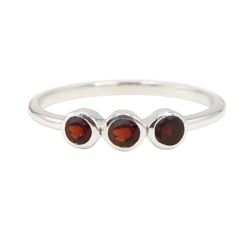 Bague grenat argent 925 style 3-stone, le bijou d'engagement idéal pour sublimer vos soirées