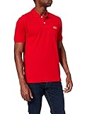 Knopfleiste mit 2 Knöpfen Lacoste Herren Poloshirt L1212, Rot (Rouge), L