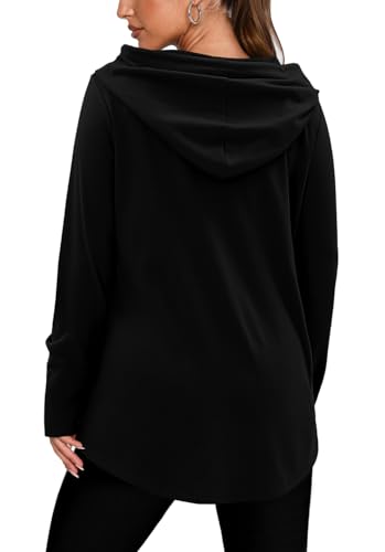 BETTE BOUTIK Womens Quarter Zip Tunic Hoodies Pullover Long Hooded Sweatshirts S-3XL