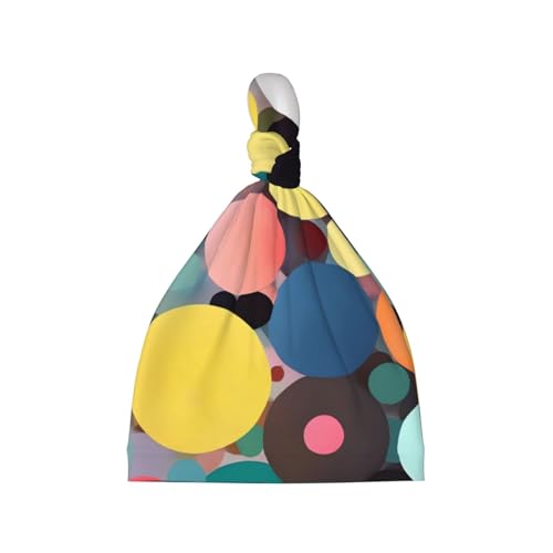 Newborn Baby Hat, Abstract Circle Painting Print Soft Top Knot Beanie Cap, Cute Baby Headwear for 0-6 Months Black - Main Image