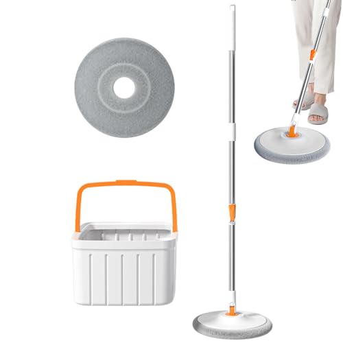 Wischeimer Set | Flacher Wischmopp & Reinigungseimer Set - Kompakter Reinigungsmopp mit 360 Grad drehbarem Kopf, Wassersparender Wischeimer Set für rotierenden sauberen Boden