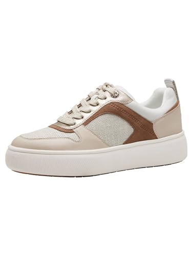 Tamaris dam låga sneakers, dam halvskor, utbytbar fotbädd, komfort foder, Naturkam, 39 EU