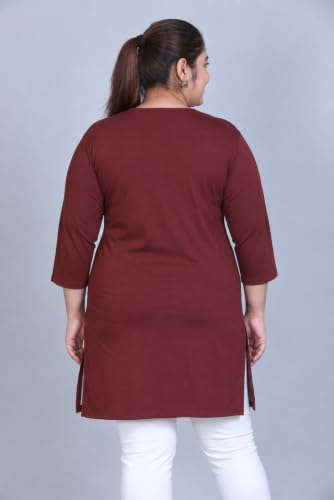 Image of RYSH Women's Plus Size Printed Nightshirt | Round Neck | 3 /4 Sleeve | Relaxed Fit Long Nightwear Top |