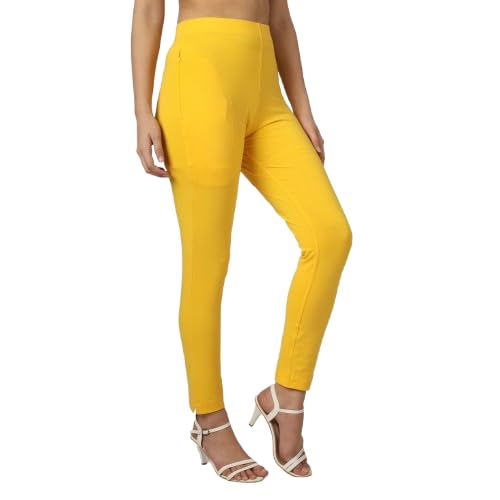 Image of Women's Cotton Stretchable Slim Fit Straight Pants Trouser for Casual Wear and Office Wear