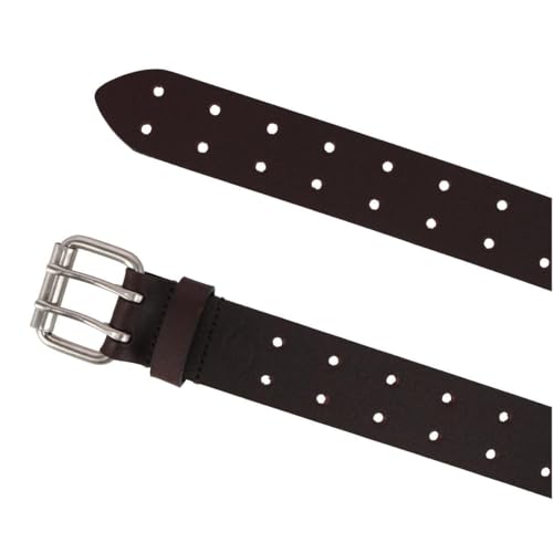 Dickies Men's 38MM Wide Two Prong Casual Leather Belt Brown S (30-32)2