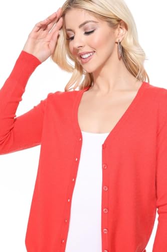 Image of YEMAK Women's Knit Cardigan Sweater - Long Sleeve V-Neck Basic Classic Casual Button Down Knitted Soft Lightweight Top