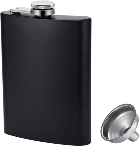 MEGAROOM 8oz Stainless Steel Hip Flask - Black