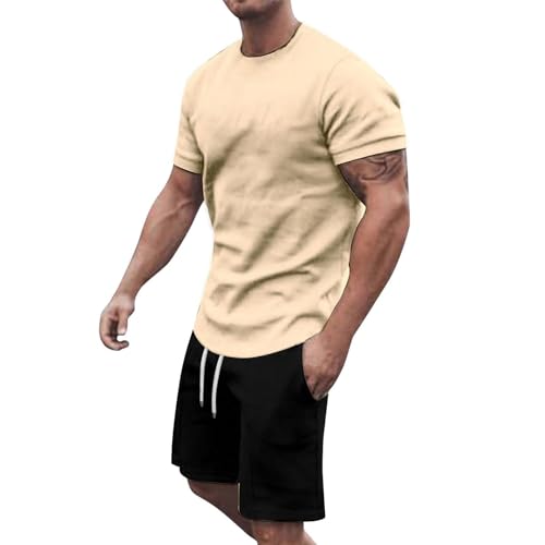 Ensemble homme premium t-shirt et short beige coupe moderne taille L