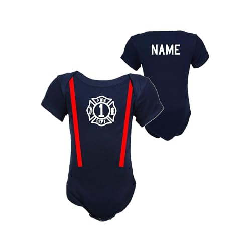 Firefighter Birthday Maltese Cross Personalized Navy Baby Bodysuit Only