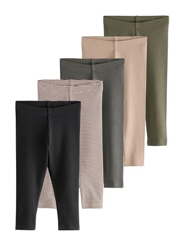 NEXT Jungen Gerippte Leggings im 5er-Pack Black/White/Khaki Green 80-86