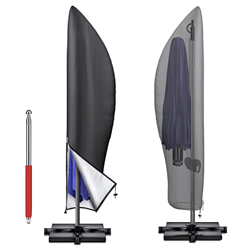 Fundas para sombrillas con Varilla, Funda para sombrilla voladiza, Impermeable, con Cremallera y cordón, 265 cm x 50 x 70 x 40 cm, Resistente a los Rayos UV, para sombrillas de 2 a 4 m con Dobladillo Cover