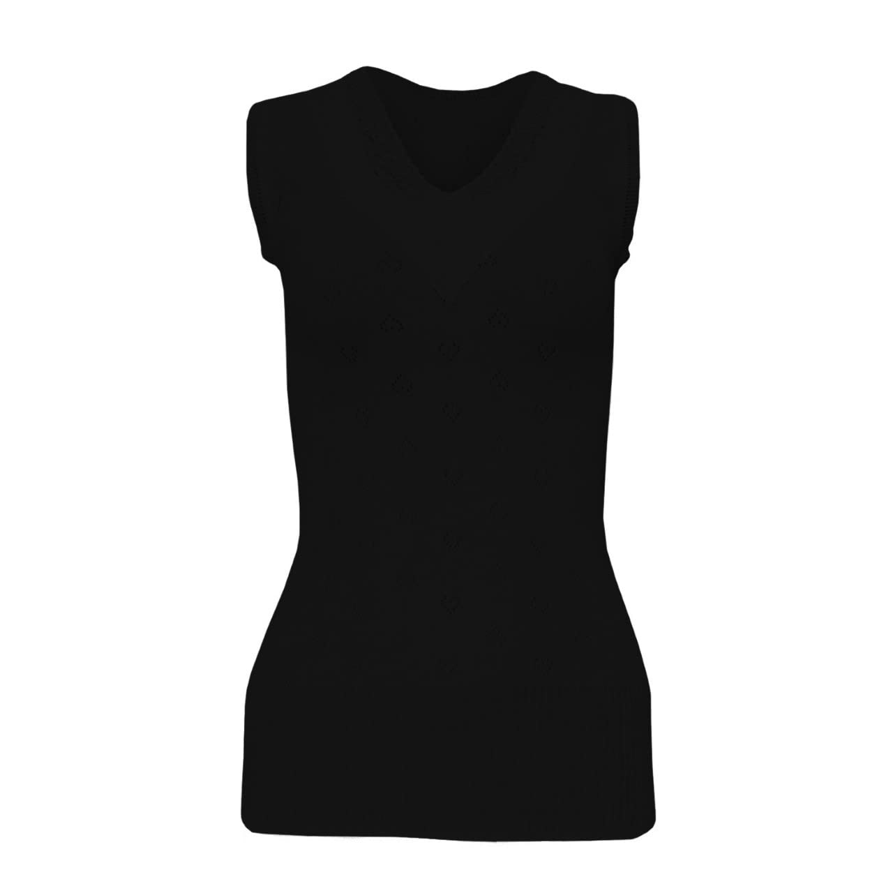 Top Linen (Nw) Ltd Women's Black Built Up Spencer Short Lace Thermal Vest Top - Thermal Underwear Vest For - Soft Built Up Long Winter Warm Vest - Made In Uk (Built Up Spencer Short Lace Black, Xx Large)