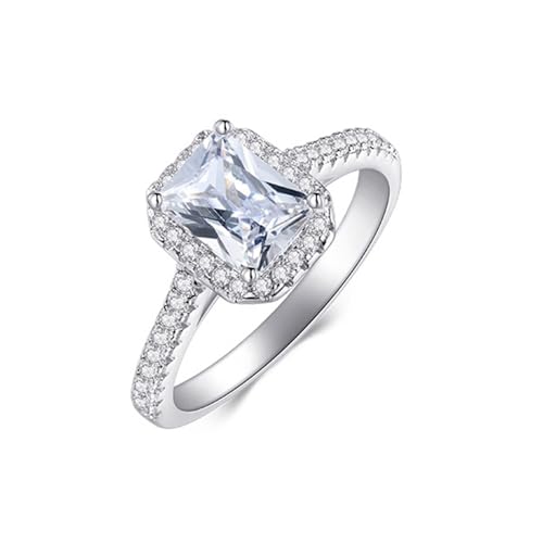 Alliance mariage argent sterling 925 et zircone rectangle d'exception