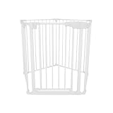 TULANO Guardian 6.0 White | kratka ochronna do kominka z drzwiami, kratka ochronna na drzwi, kojec, 317 cm, 5-częściowy zestaw elementów, Close N Stop, obustronnie wychylna, metalowa, biała