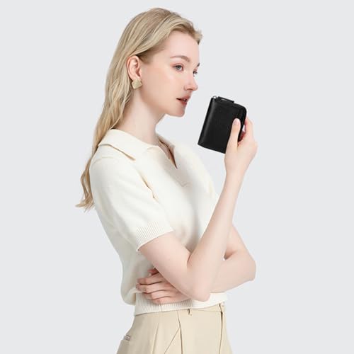 Image of SENDEFN RFID Credit Card Holder for Women Small Leather Zipper Card Case Wallet 15 Slots