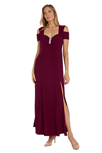 R&M Richards Womens Embellished Sweetheart Neck Evening Dress