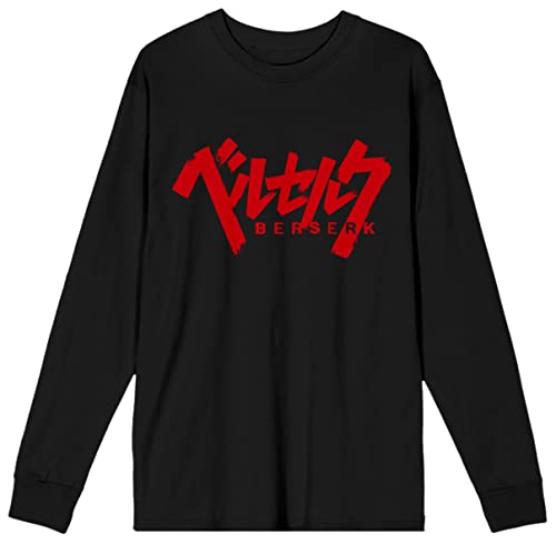 Berserk Red Kanji Logo Men's Black Long Sleeve Shirt-XXL