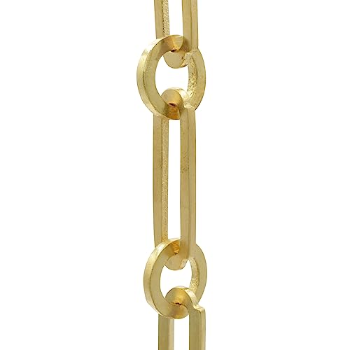 Image of RCH Hardware CH-21-PB-3 Decorative Polished Solid Brass Chain for Hanging, Lighting-Rectangles with Circular Connecting Rings and Welded Links (3 ft /1 Yard)