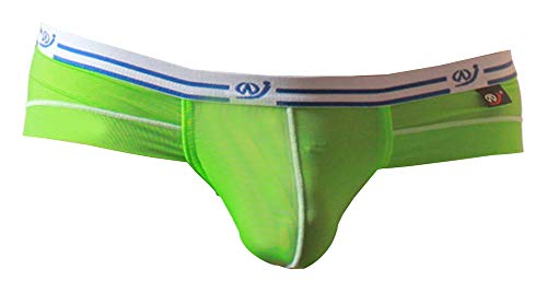 MEYKISS Mens Ice Silk Breathable Triangle Underpants Brief Panties (US M, Green)