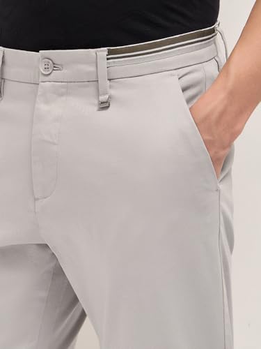 Image of Men's Grey Cotton Straight Fit Casual Trouser