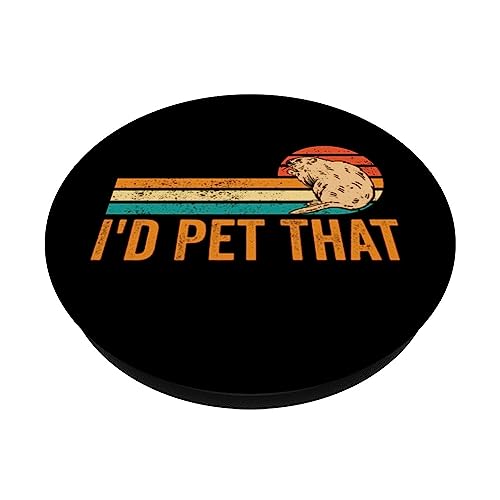 Muskrat Retro I'd Pet That PopSockets Swappable PopGrip, Black - Image 2