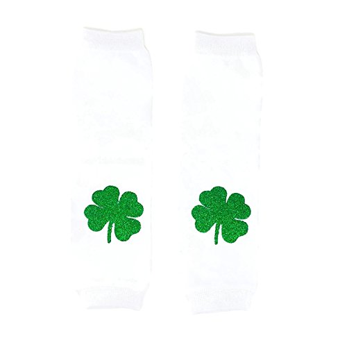 Rush Dance Feast of Saint St Patrick's Day Baby/Toddler Leg Warmers (One Size, White with Green Shamrock)