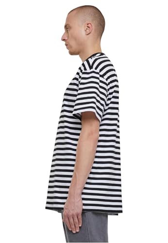 Urban Classics Camiseta de Rayas Regulares, Negro/Blanco, L para Hombre