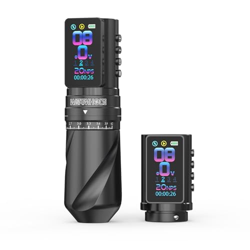 Wormhole 2 PCS 2300mAh Batteries Tattoo Gun Wireless Tattoo Machine Multi-function Tattoo Pen Smart Display 3 Working Modes 7 Strokes Length for Artists