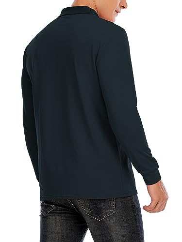 Brosloth Men's Cotton Long Sleeve Polo Shirts with Pocket Moisture Wicking Classic Casual Sport Golf Shirt4