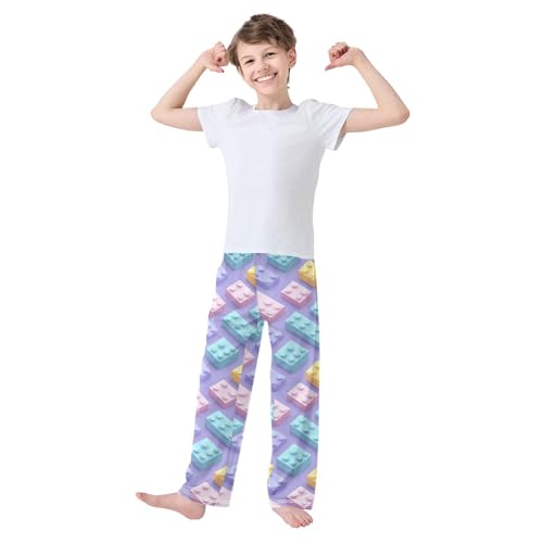 Pajama Bottoms, Pajamas Pant Plastic Bricks Lounge Wear Casual Colorful Cartoon Sleep Long Pants Soft Pjs Sleepwear2