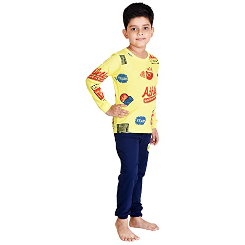 Image of Clothe Funn Boys Printed Cotton Full Sleeves T-Shirt & Pant Set