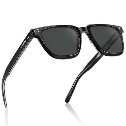 Image of AVAWAY Polarized Sunglasses for Men UV Protection, Square Acetate Frame Outdoor Driving Sun Glasses