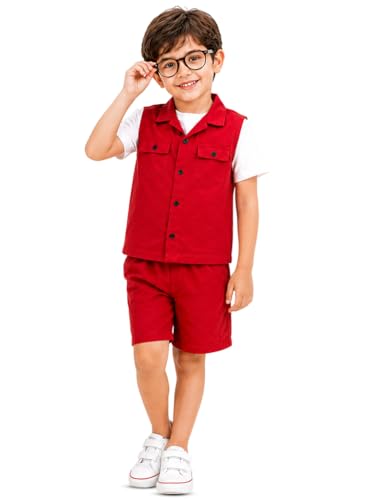 Image of 3BROS Kids Cotton Shirt Shorts Set for Boys Kids Clothing /Boys Clothing Set (Party /Festive) Wear