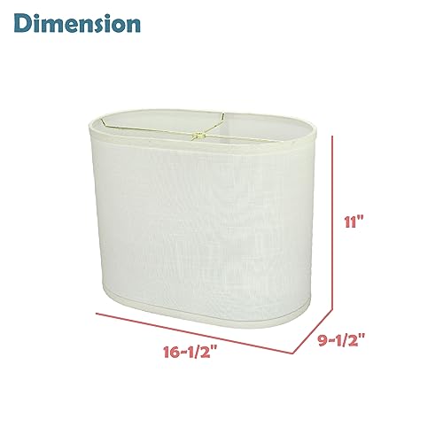 Image of Aspen Creative 37051A Transitional Oval Hardback Shaped Spider Construction Lamp Shade in Off-White Linen Fabric, 16 1 /2 inch wide (9 1 /2 inch + 16 1 /2 inch) x (9 1 /2 inch +x 16 1 /2 inch) x 11 inch