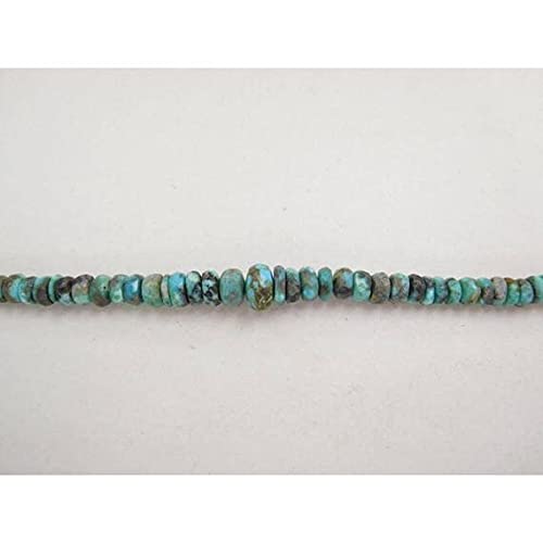 LKBEADS Natural Genuine Slleping Beaty Arizona Turquoise 4-8 Mm Faceted Rondelle Beads 13" Str