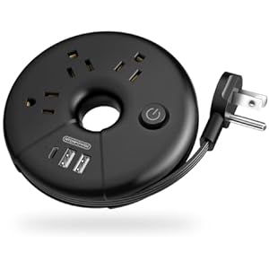 Travel Power Strip, NTONPOWER Portable Charging Station 3 USB Without Surge Protector Short Extension Cord 15 inches Compact for Home, Office, Cruise Ships, Business Trip, Hotels, Black