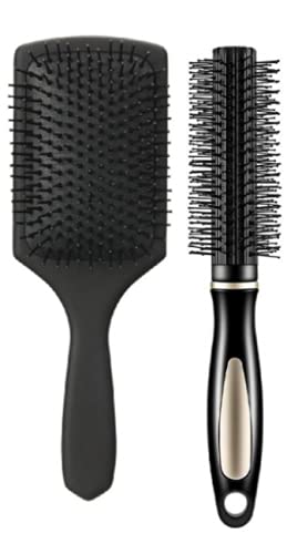 MAYU 2 Pieces Hair Brush Comb Set Paddle Hair Brush Detangling Brush, 1 Airbag Massage Comb, 1 Roller Brush COMB, ROUND COMB-image-1