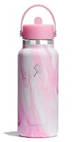 Hydro Flask Water Bottle - Insulated Stainless Steel - Wide Mouth Flex Straw Lid, Non Spill, Leakproof and Refillable in 32 Oz Jelly Pink