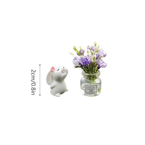 Auto Ornamente,Funny Dashboard Decorations, Car Decoration Interior Aesthetic, Car Accessories Flower, Miniature Hase Ornaments, Resin, fur Rückspiegeln und Armaturenbrettern(A)